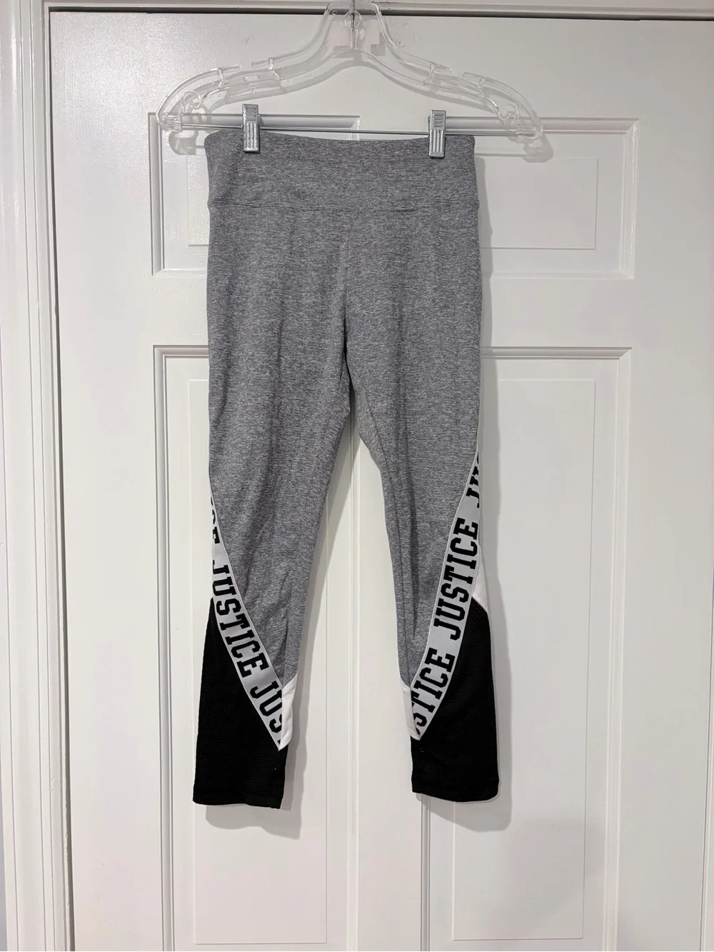 Justice Gray Leggings with Black Contrast and White Accent